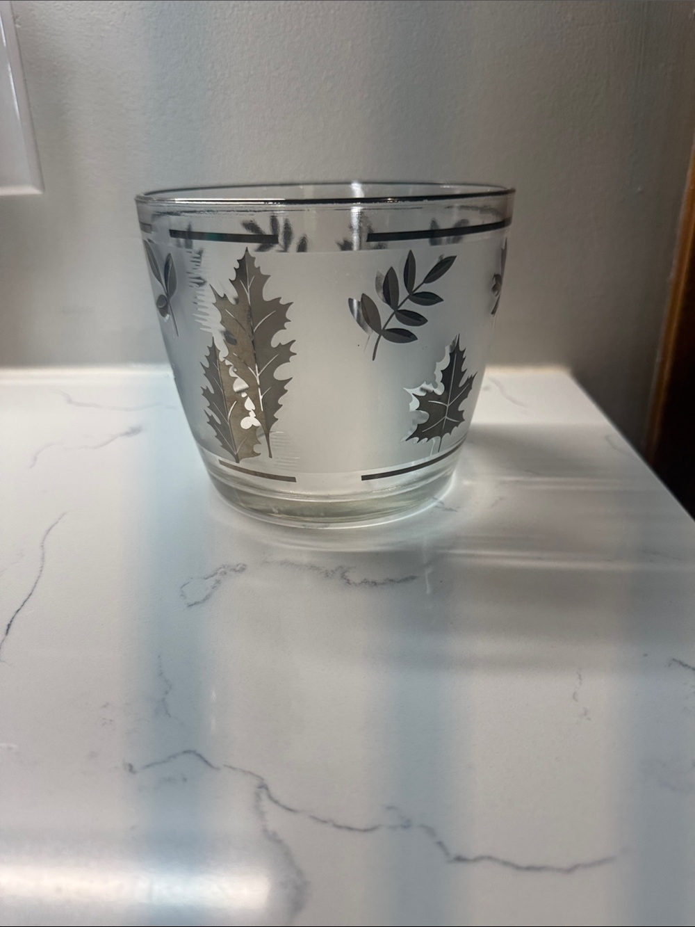 Silver Leaf Frosted Glass Votive Holder - Home Accents